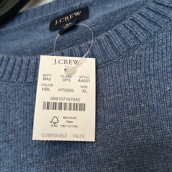 J. Crew Men's Light Blue Crew Neck Sweater in Size XL - Picture 6 of 6